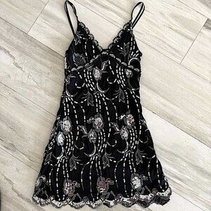 Evita Black Vintage Dress - Handmade Detailing